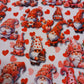 36x60 Valentine's gnomes on red embossed hearts