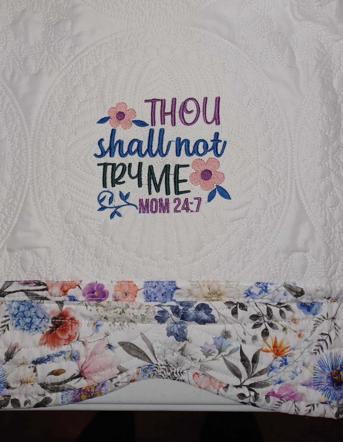 36x46 cotton embroidered quilt thou shall not