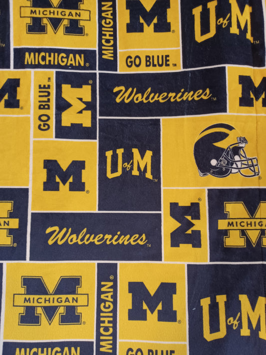 60x72 Michigan printed Minky on Navy artic rabbit