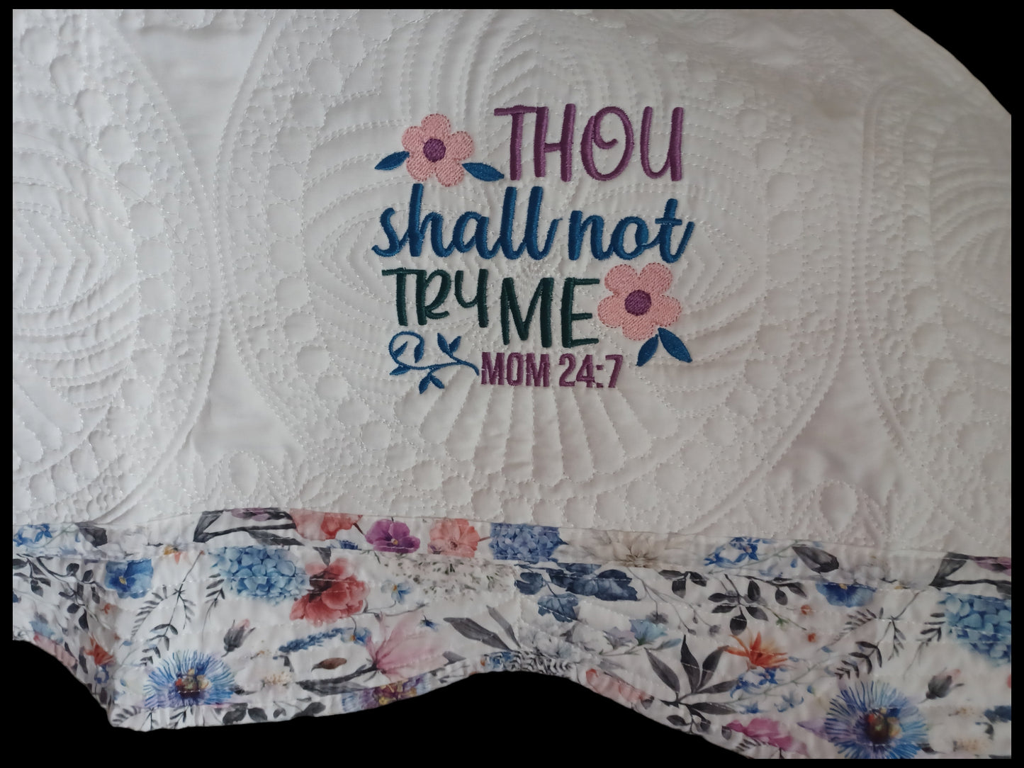 36x46 cotton embroidered quilt thou shall not