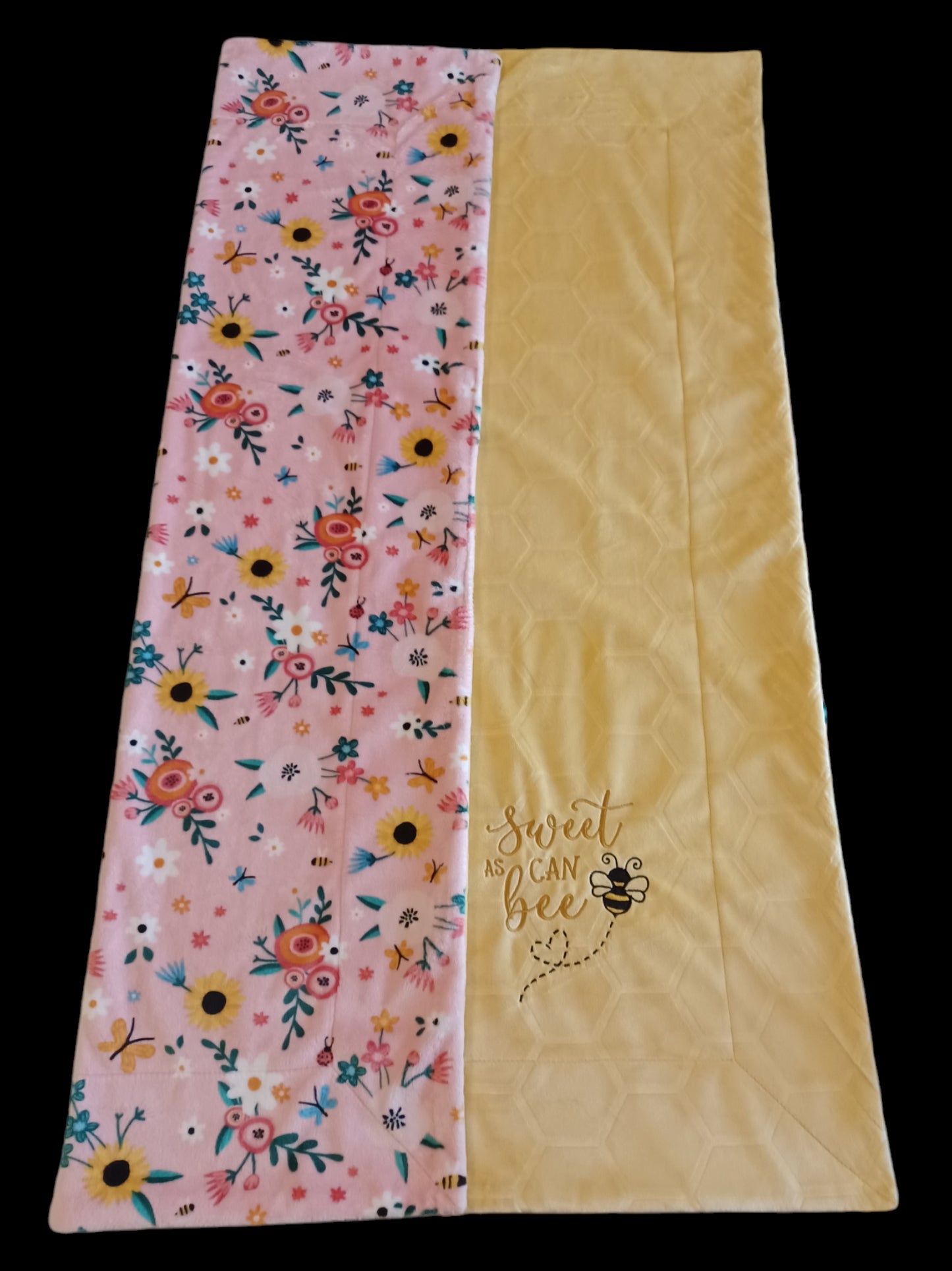 30x38 embroidered minky baby blanket bee